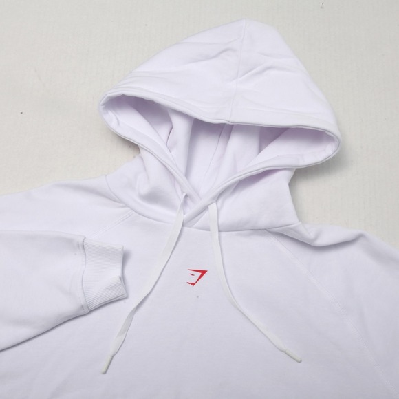 Gymshark Hoodie Womens M White I Love Squats Devil Graphic Fleece Oversized - Picture 2 of 12